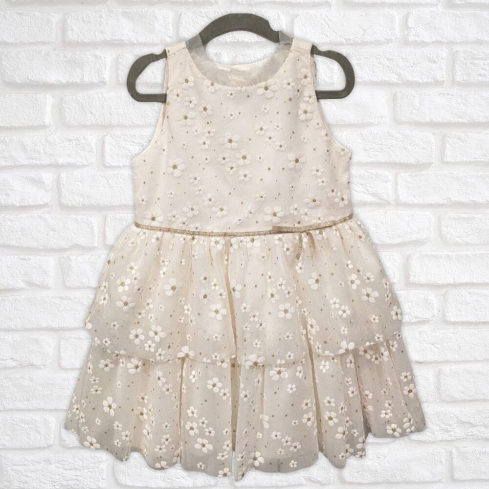 Janie and Jack Ivory Floral Tiered Dress Girls Size 4